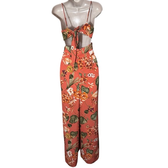 Illa Illa burnt orange boho floral women’s jumpsuit size medium. - Picture 2 of 11